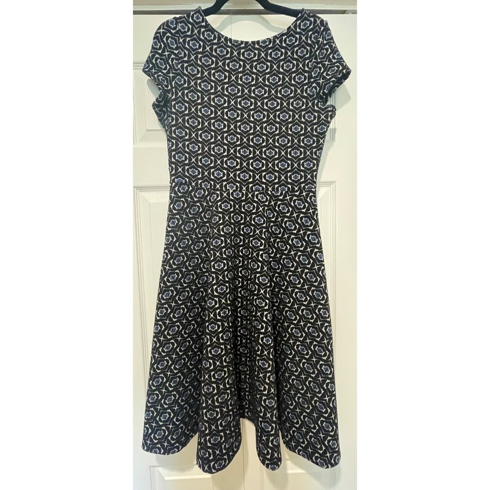 Leota Womens Geometric Midi Dress Size M Whimsigoth Dark Romantic Academia Artsy